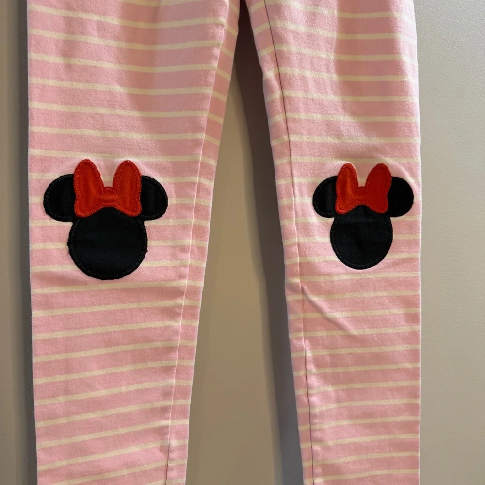 Disney Hanna Andersson Minnie Mouse Stripe Leggings Pink Girls 12
